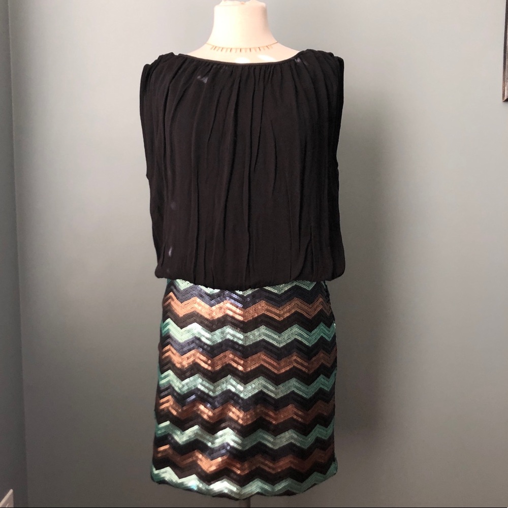 Ella Moss Zain Sequin Chevron Zigzag Blouson Dress